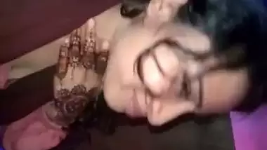 Shy girlfriend sucking dick of lover through pant zip open